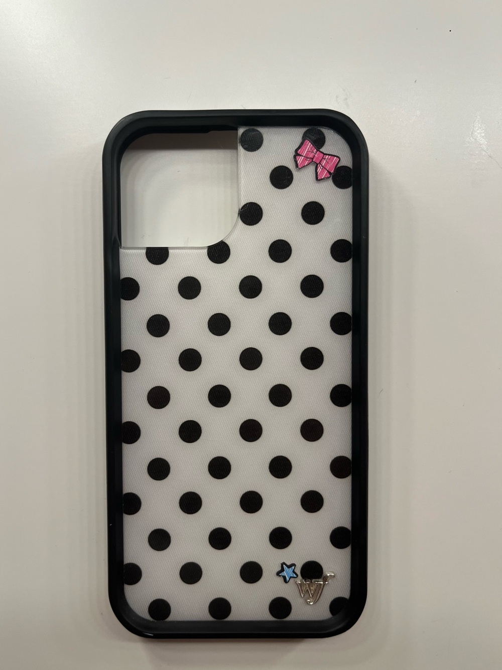 wildflower iphone 13 black and white polka dot case